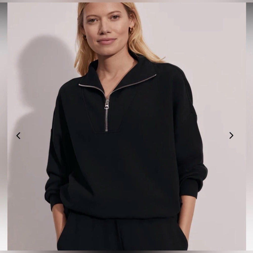 Varley Hawley Black Half-Zip Sweat Oversized Doublesoft Sweatshirt Pullover Xs — image 2 of 8